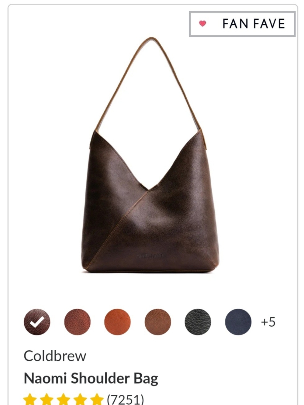 Portland Leather -Naomi Shoulder Bag in Coldbrew Brown- Small